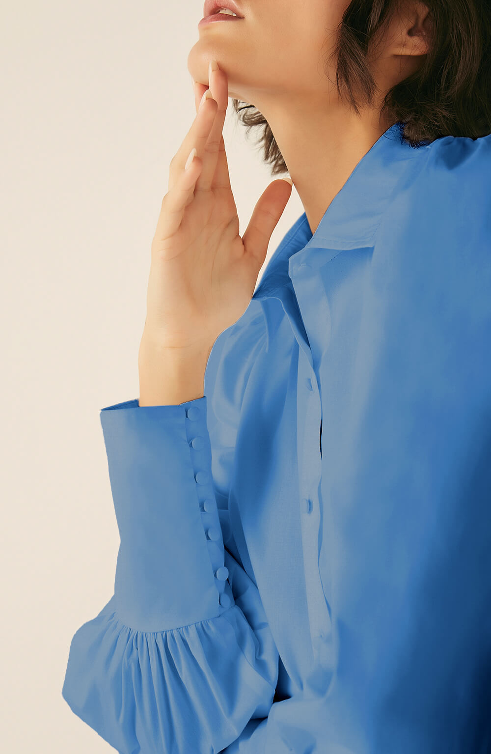 Camisa manga longa punho largo azul cori