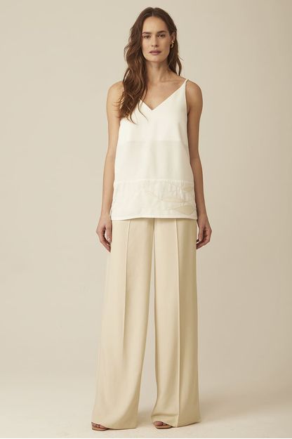 Blusa alças bordado off white