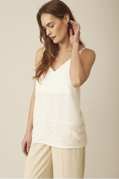 Blusa alças bordado off white