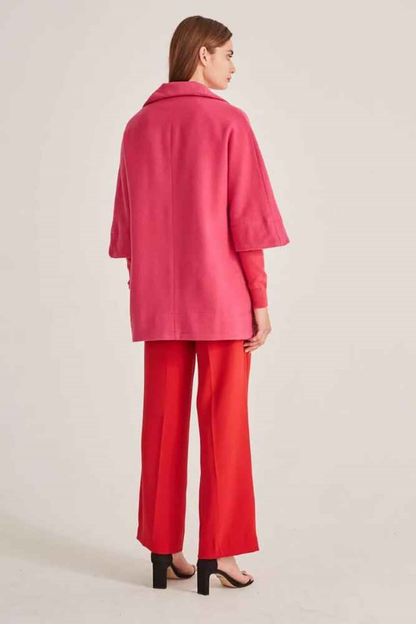 Casaco lã recortes over max pink