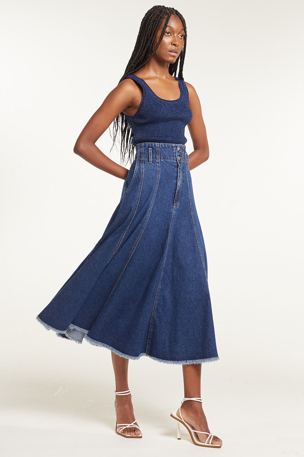 Saia jeans shop azul