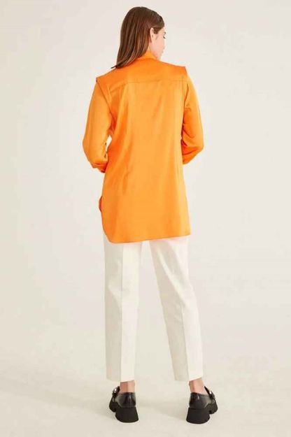 Camisa franzido mandarim