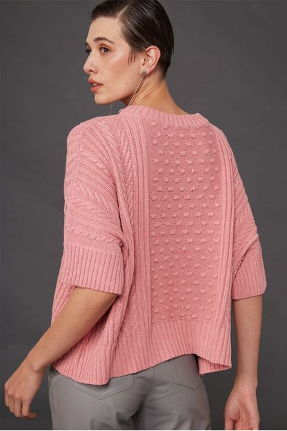 Blusa ampla em tricot rosa