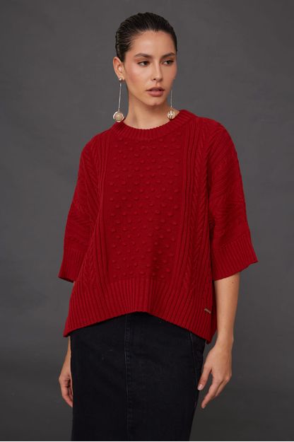 Blusa ampla em tricot vermelha