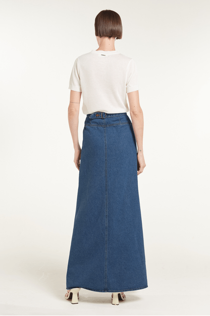 Saia longa jeans denim