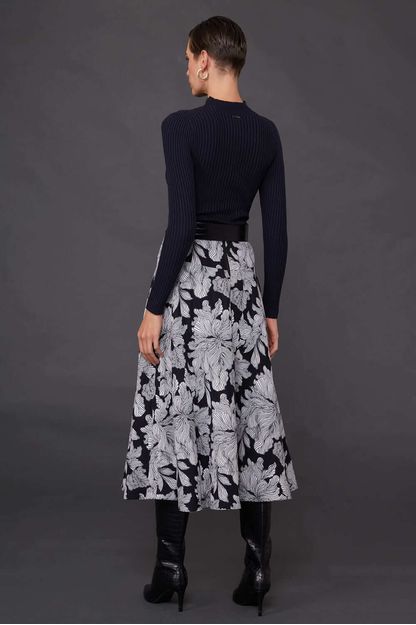 Saia godê midi jacquard fiori