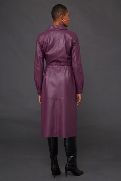 Vestido chemise em couro purple