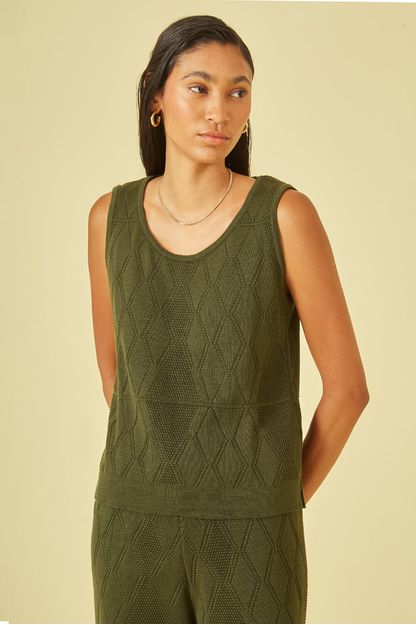 Blusa decote bateau tricot verde esperança