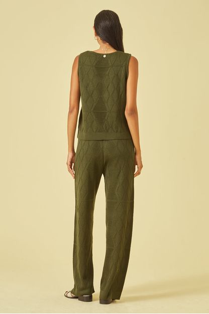 Blusa decote bateau tricot verde esperança