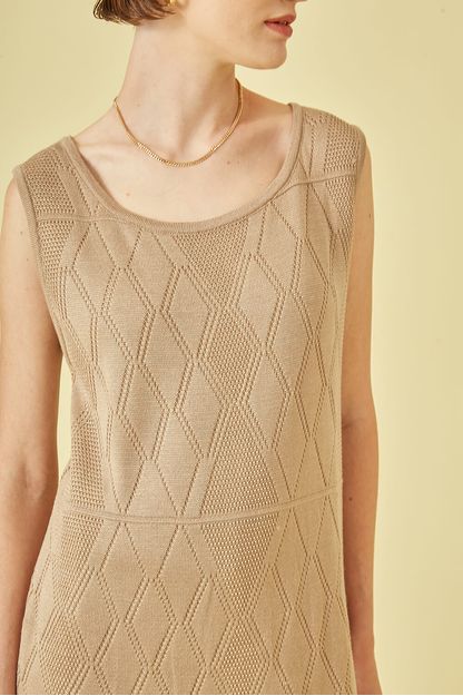 Túnica midi regata tricot cru