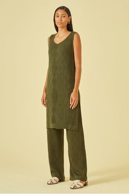 Túnica midi regata tricot verde esperança