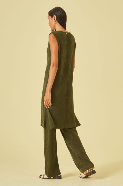 Túnica midi regata tricot verde esperança