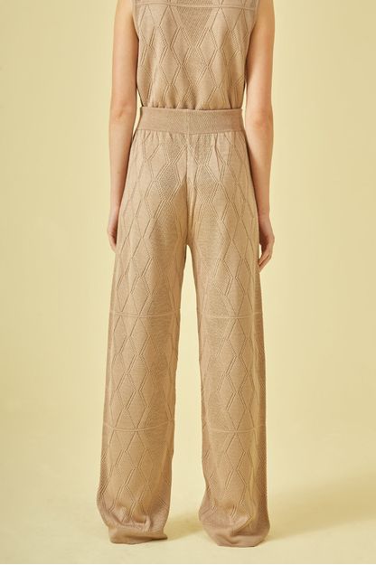 Calça pantalona tricot cru