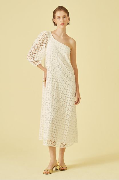 Vestido ombro só laise solar off white