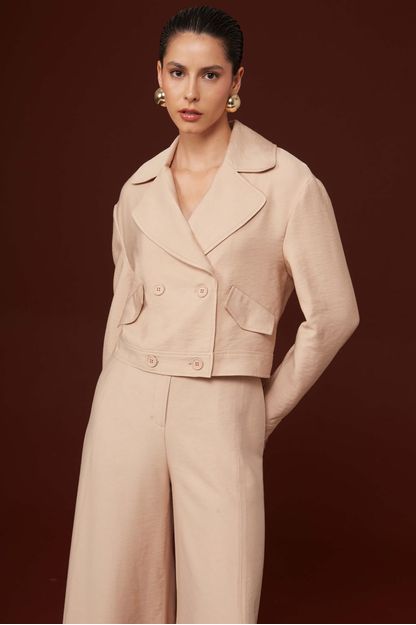 Casaqueto blazer transpassado camel