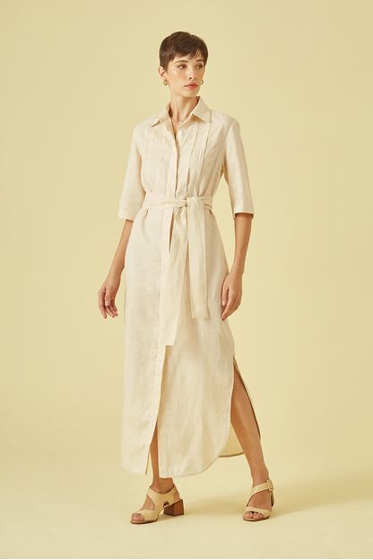 Vestido chemise longo cru