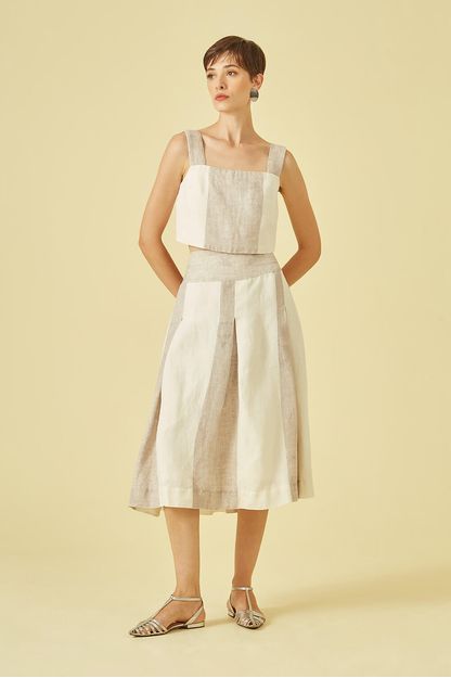 Top alças largas maxi listras cracked fendi