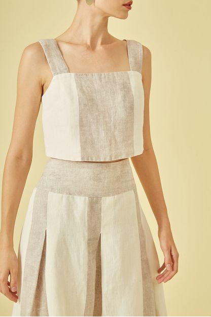 Top alças largas maxi listras cracked fendi