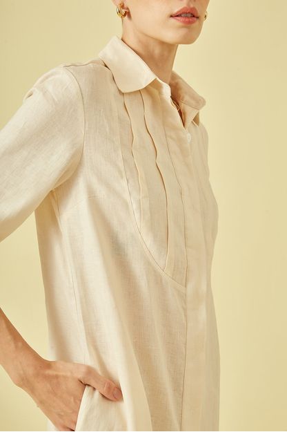 Vestido chemise longo cru