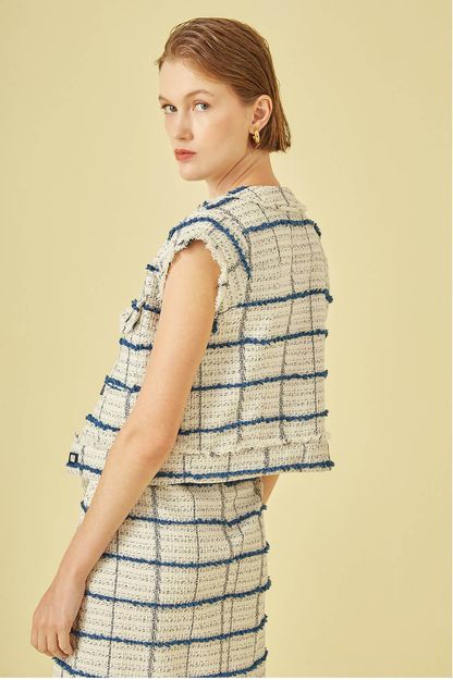 Colete bolsos em tweed