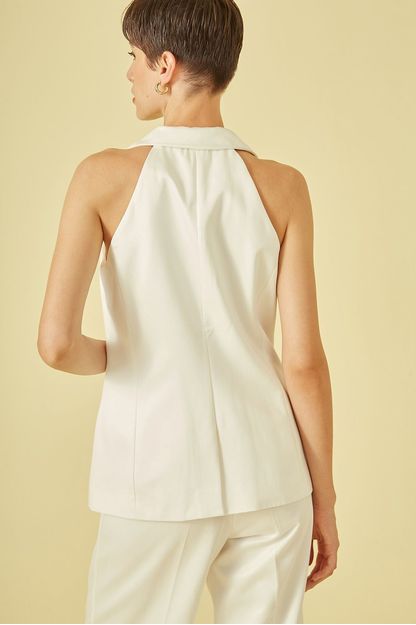 Blusa frente única em algodão satin off white