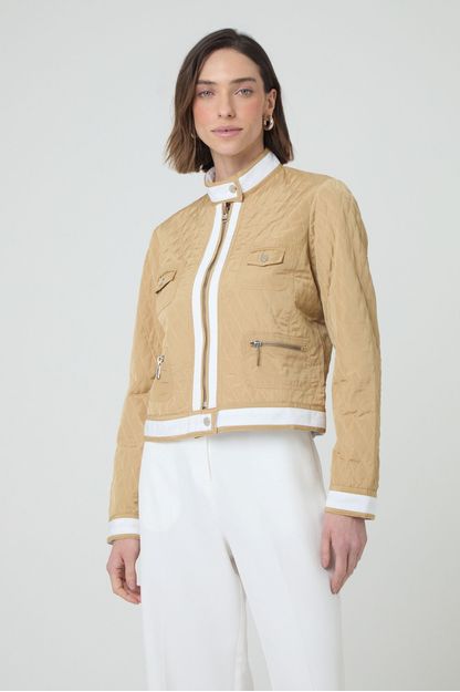 Jaqueta matelassê double face bege e off white