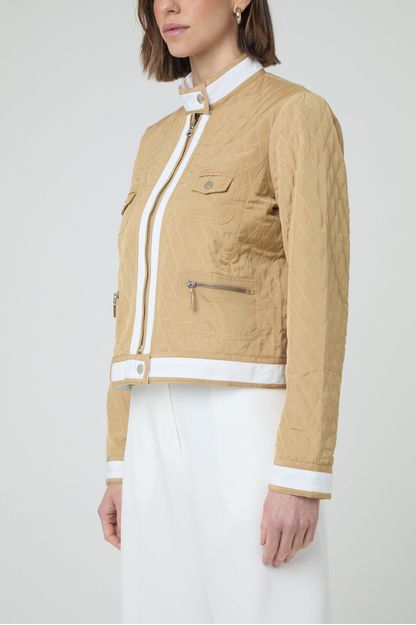 Jaqueta matelassê double face bege e off white