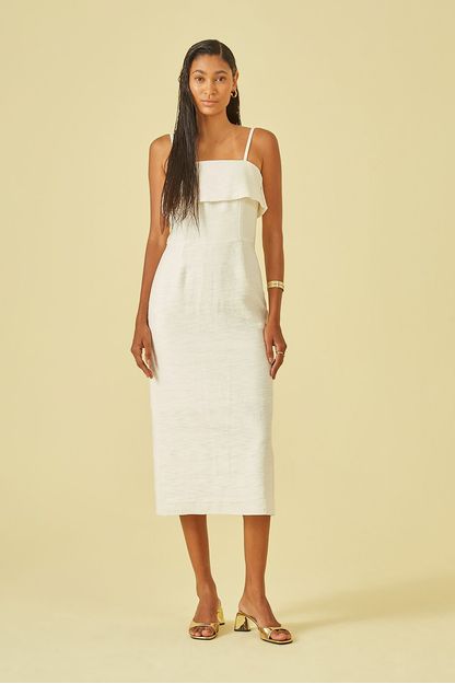 Vestido midi alças off white