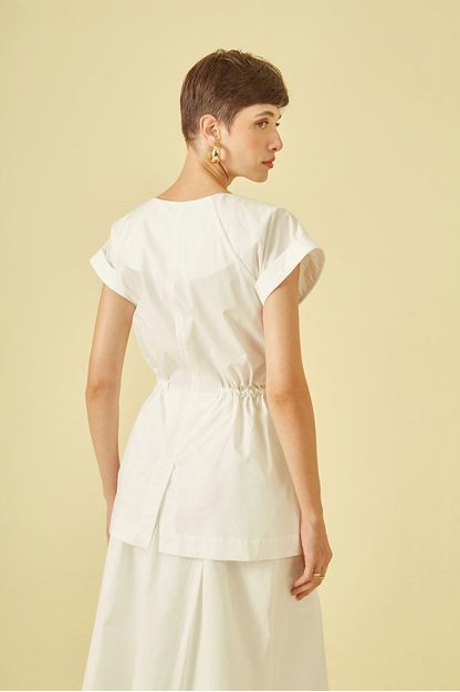 Parka em tricoline off white