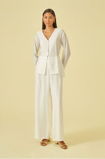 Calça pantalona lisa off white