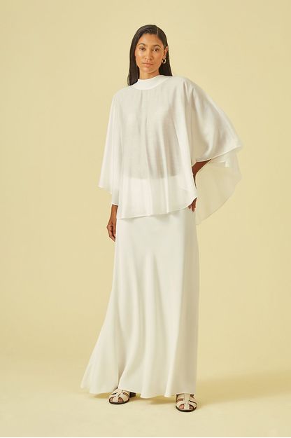 Saia longa em crepe off white