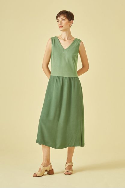 Vestido decote v mix tinturado esperança