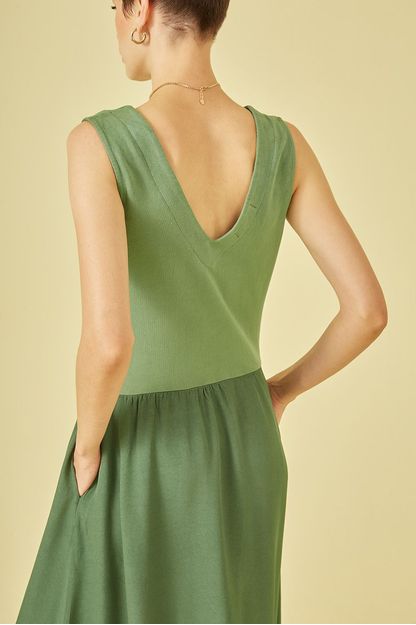 Vestido decote v mix tinturado esperança