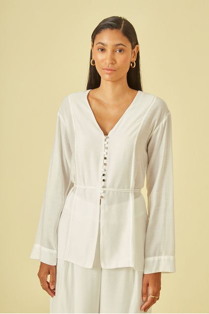 Blusa ampla lisa off white