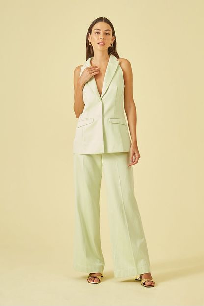 Calça pantalona em algodão satin menta