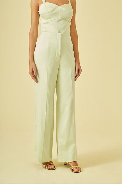 Calça pantalona em algodão satin menta