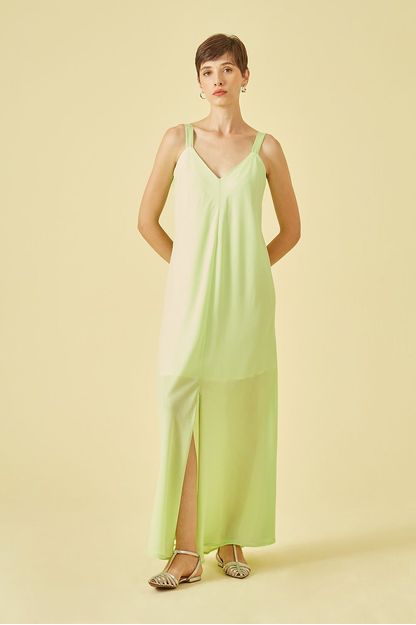 Vestido longo liso menta