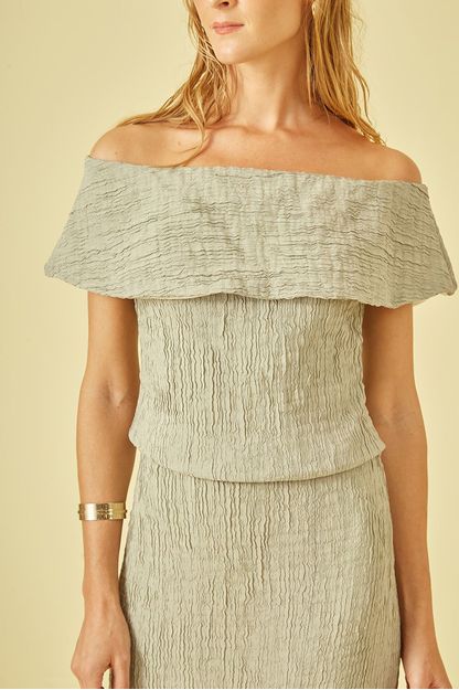 Saia midi em plissê menta