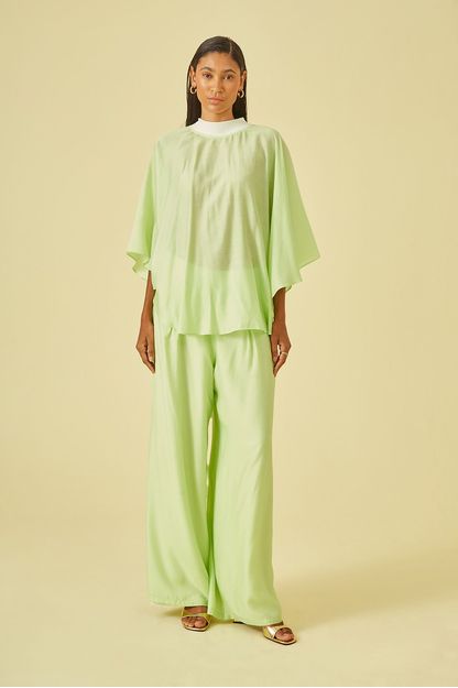 Calça pantalona lisa menta