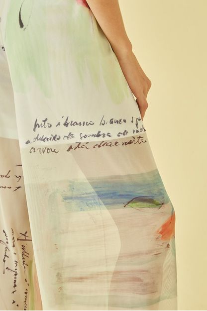 Calça em tule estampa poesia