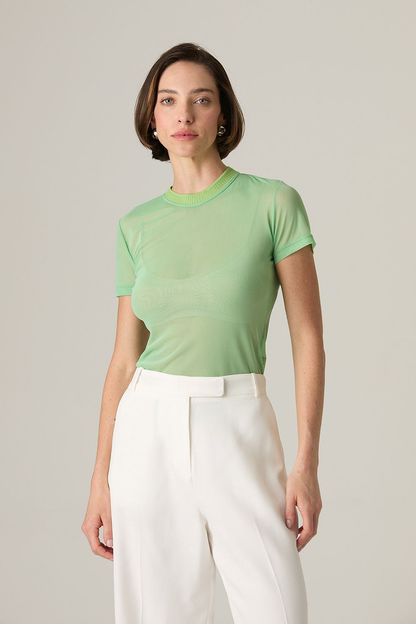 Blusa segunda pele manga curta menta