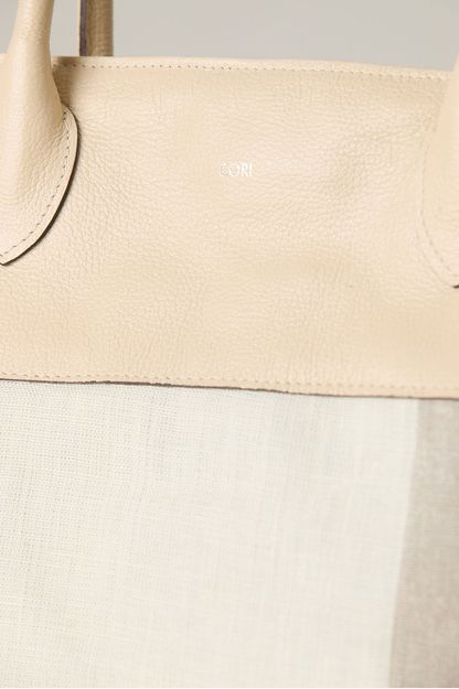 Tote bag linho com couro