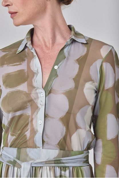 Camisa estampa ciclos em tule verde