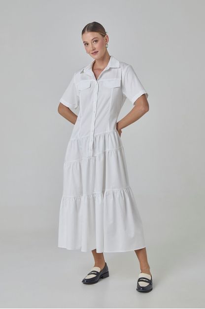 Vestido chemise marias em tricoline branco