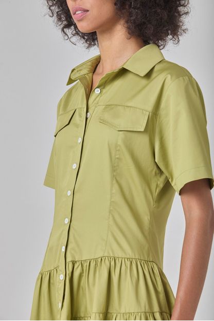Vestido chemise marias em tricoline verde