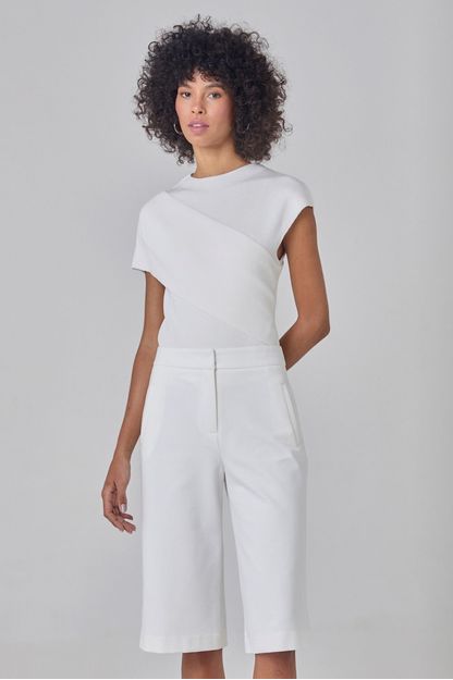 Bermuda bolso com vista em malha compact off white