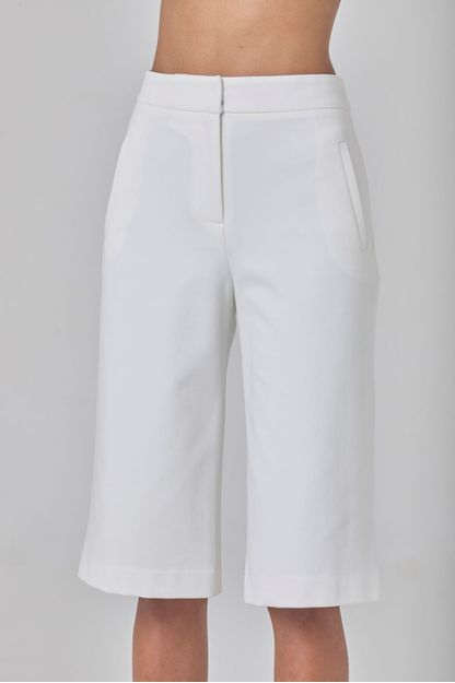 Bermuda bolso com vista em malha compact off white