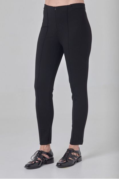Calça fuseau com friso em malha compact preto
