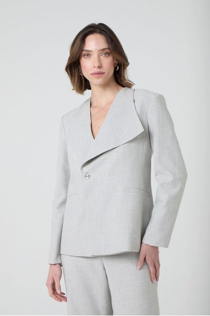 Blazer gola assimétrica melange