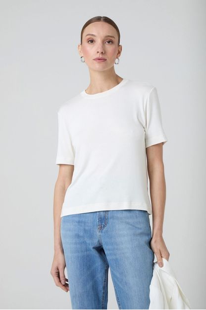 T-shirt em malha tricot off white